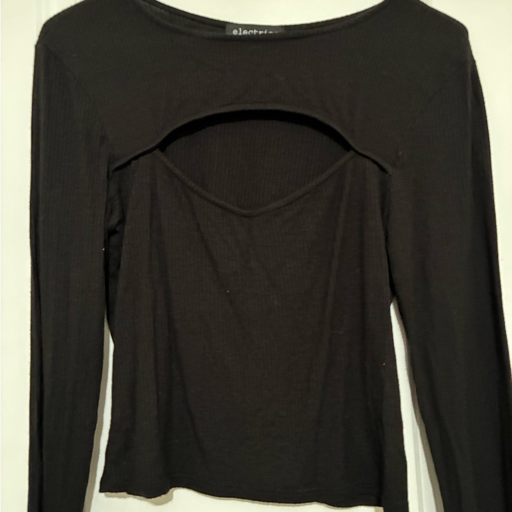 BUNDLE ITEM* Black Long Sleeve Cut-Out knit Top